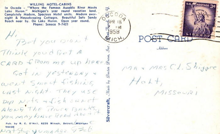 Aspen Motor Inn (Willing Motel) - Postcard Back (newer photo)